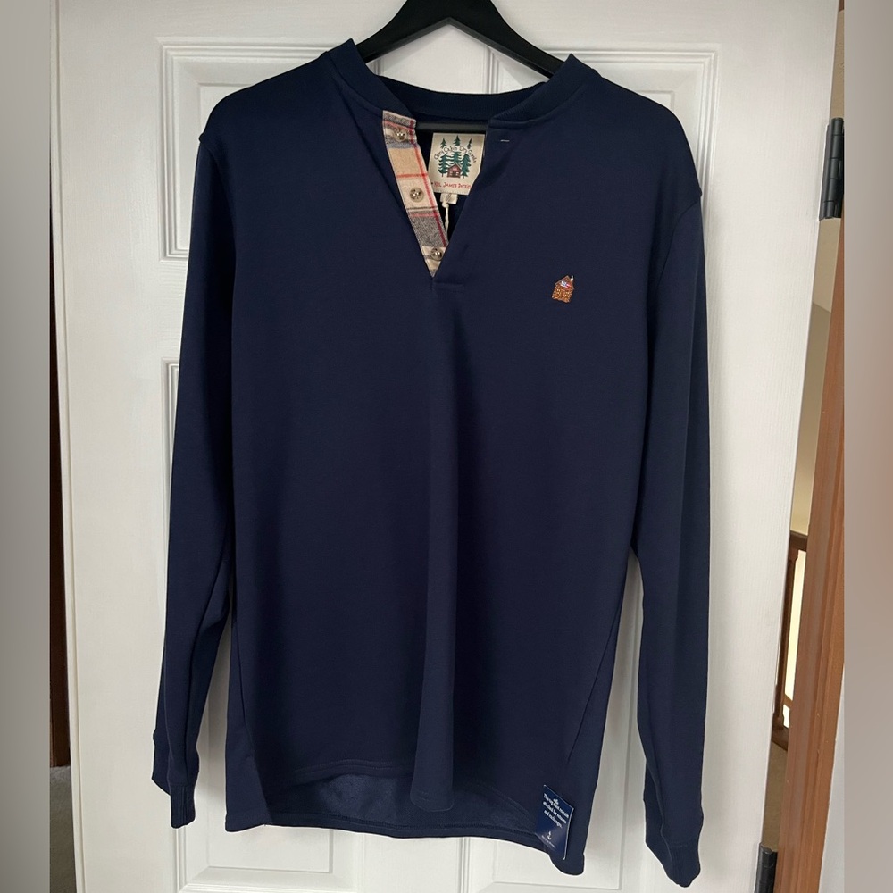 Kiel James Patrick Navy Shirt with Plaid Accent